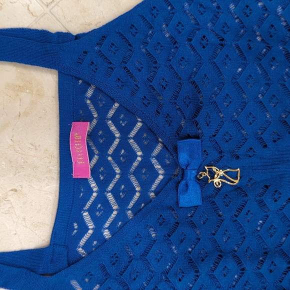 Felicita Blue Crochet Tank Top Size S - Picture 2 of 3